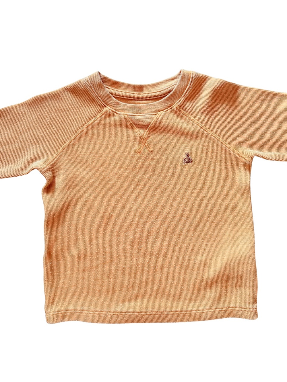 Baby Gap Waffle-Knit Raglan Pullover Elbow Patch Golden/Mustard Brannan Bear 3Y